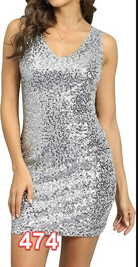 PrettyGuide Women’s Sequin Cocktail Dress V Neck Bodycon Glitter Party Dress L