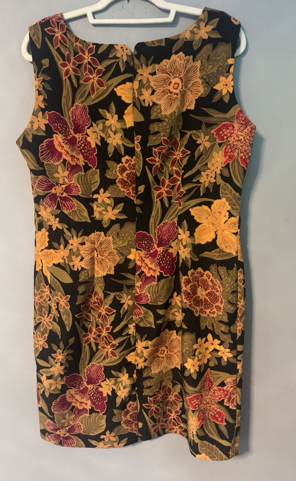 Dressbarn Womens Black Multicolor Floral Sheath Dress Square Neck 14 Polyester