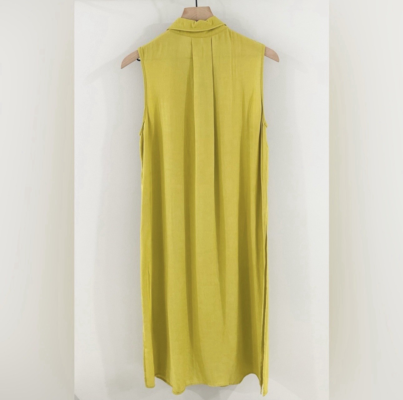 Parfois Sleeveless Side Slit Button Front Maxi Dress Yellow Size Medium