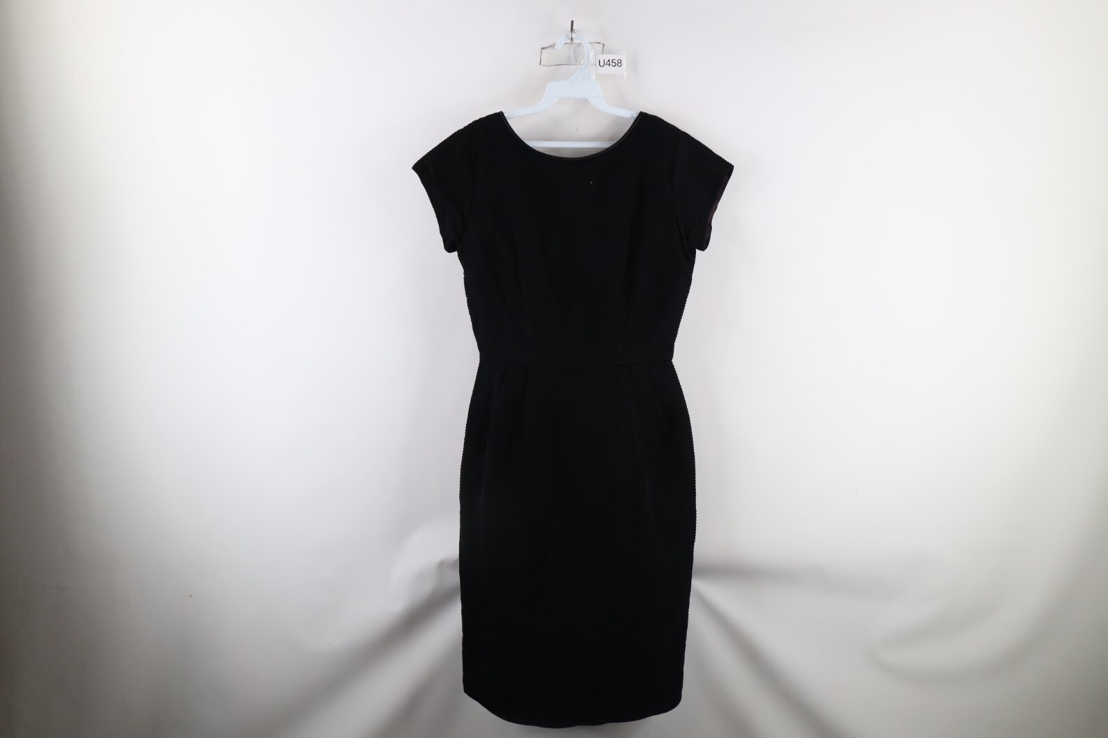 Vintage 50s 60s Rockabilly Womens M Distressed Satin Trim Ribbed Dress LBD USA