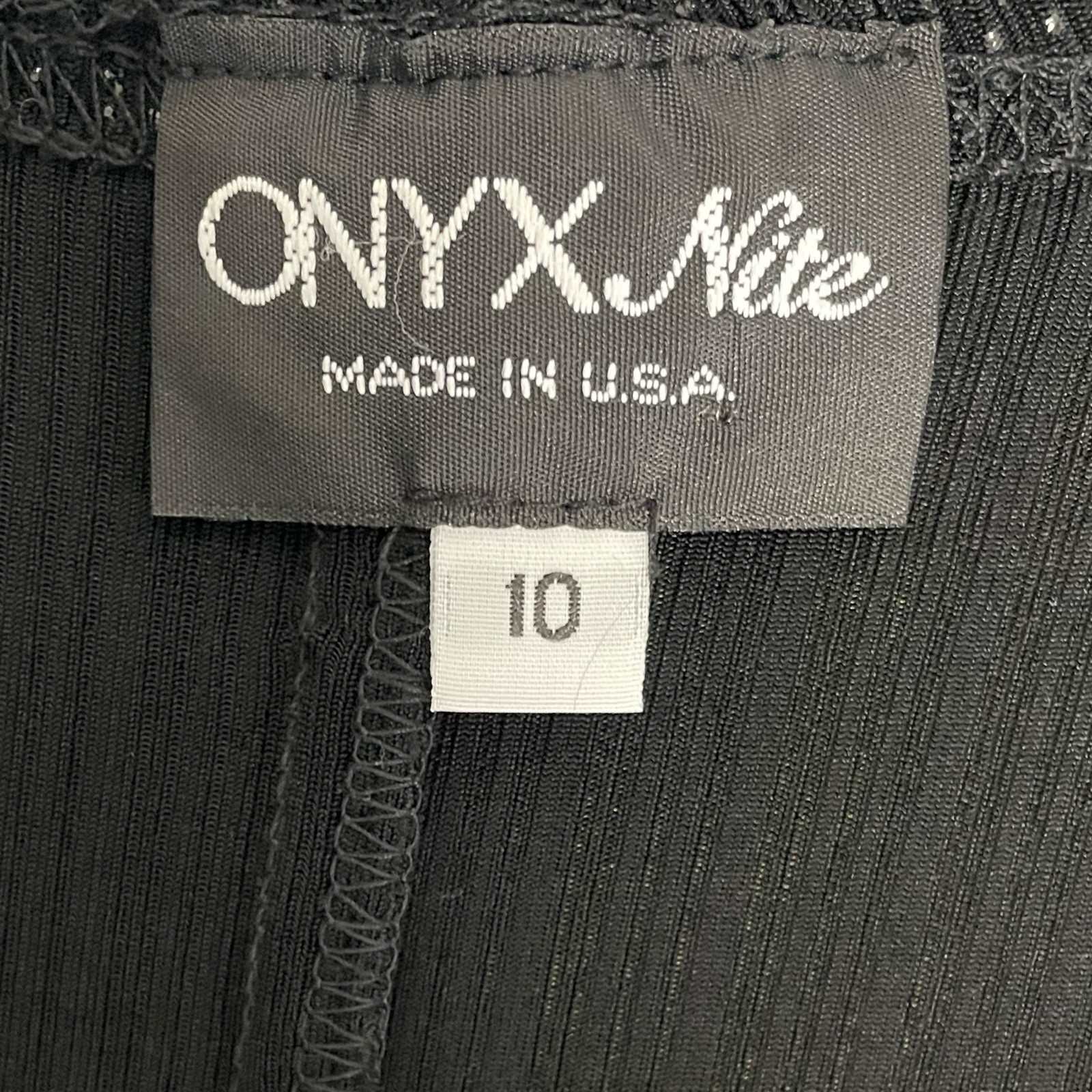 Vintage Y2K Onyx Nite Black glitter dress handkerchief hem holiday sparkle M