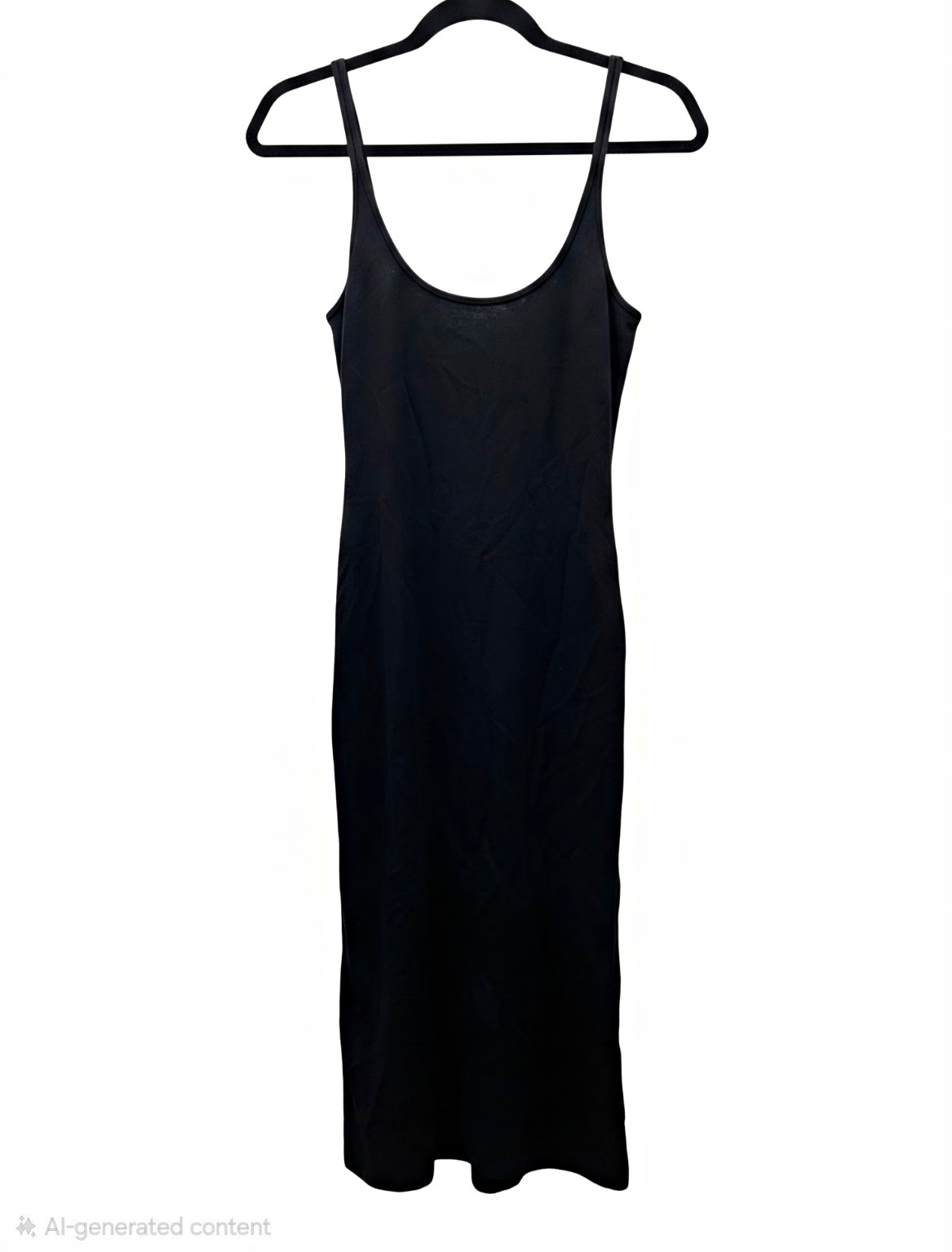 Forever 21 Black Bodycon Long Dress Scoop Neck Strappy Sleeveless S Poly