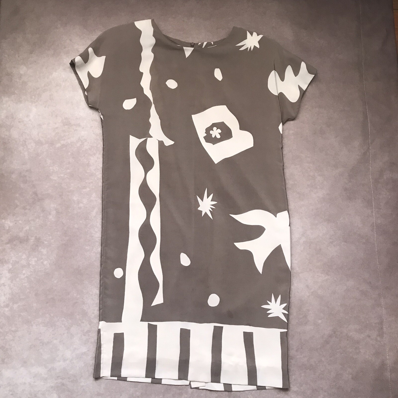 VTG NWOT Jones New York Shift Dress Dove Bird Star Geometric Print Back Zip 4
