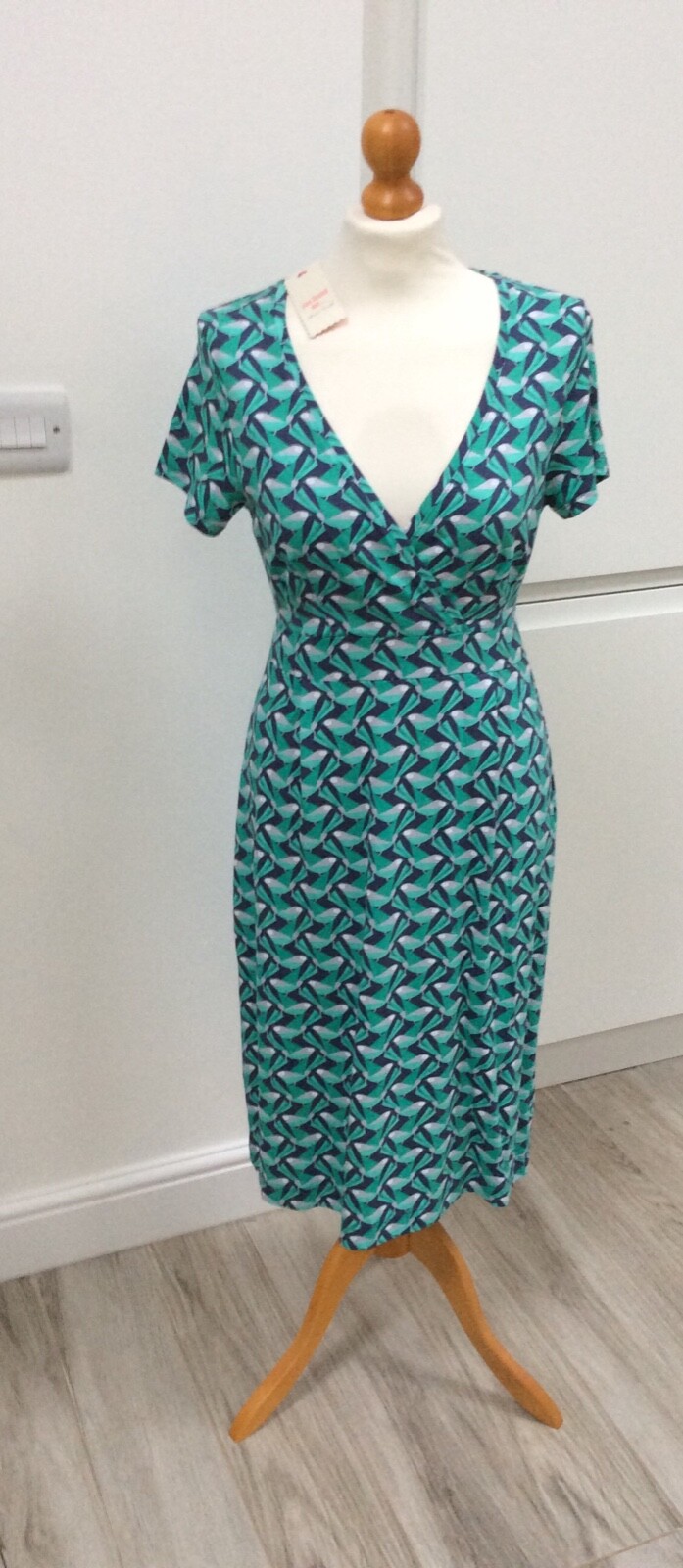 White Stuff Navy / Green Jersey Dress Size 8 – NEW WITH TAGS