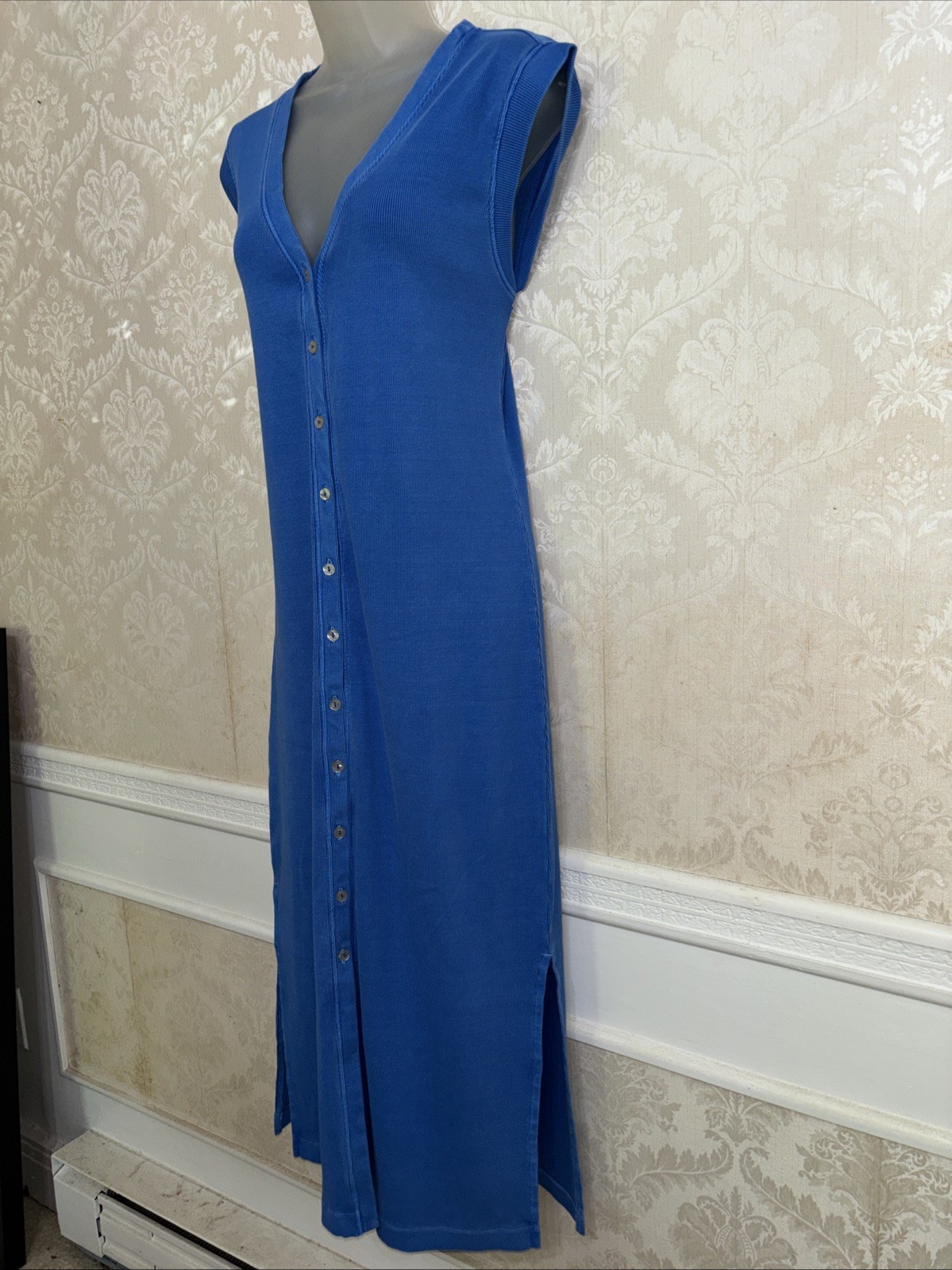 NWT Grey State Button Front Sleeveless Midi Washed Millie Dress Size L $98