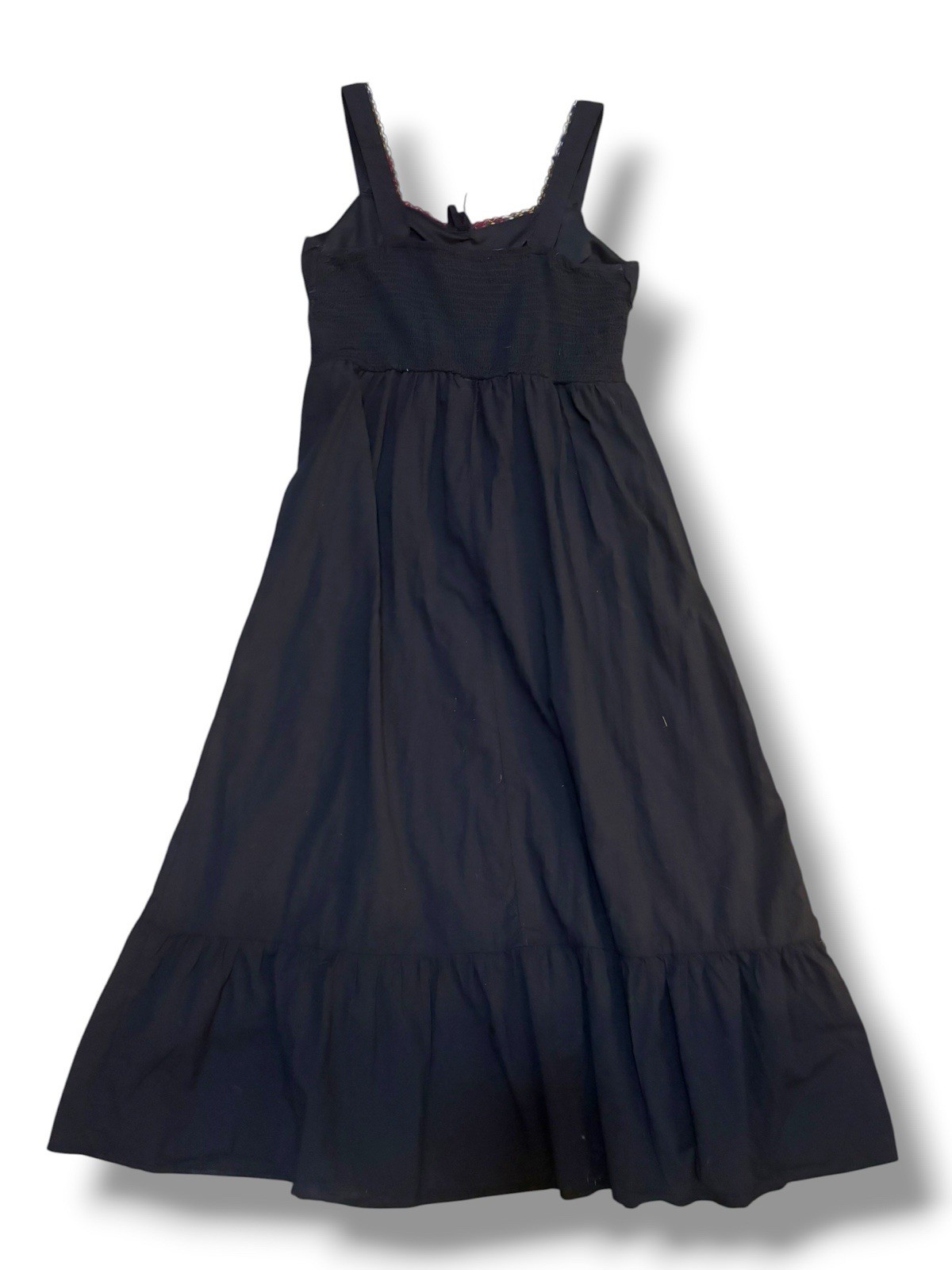 Band Crush Black Lace Trim Smocked Back Midi Dress XL Boho Cottagecore