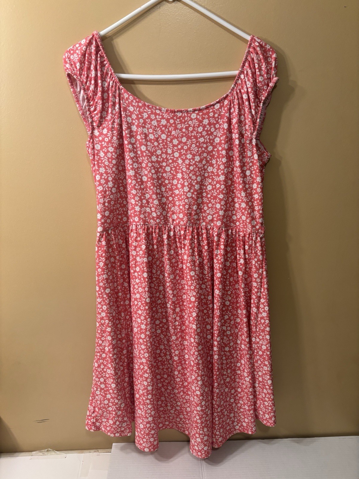 NOBO Boho Floral Regular Fit Off Shoulder Pink Dress Size 2XL Hi-Low