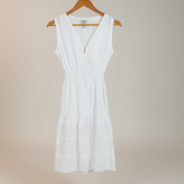 Creazioni Moda Rachele Positano White Linen Mini Dress Small Italy Boho Lacei