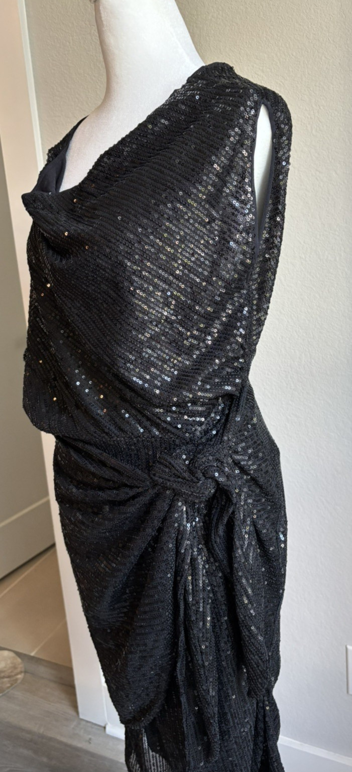 NWT Grace Karin Black Sequin One-Shoulder Cocktail Dress Size L Party Glam Club