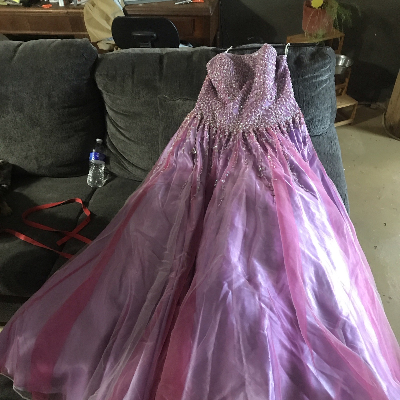 Alyce Strapless Sweetheart Ballgown Prom Dress Purple/Pink Beaded Tulle 12