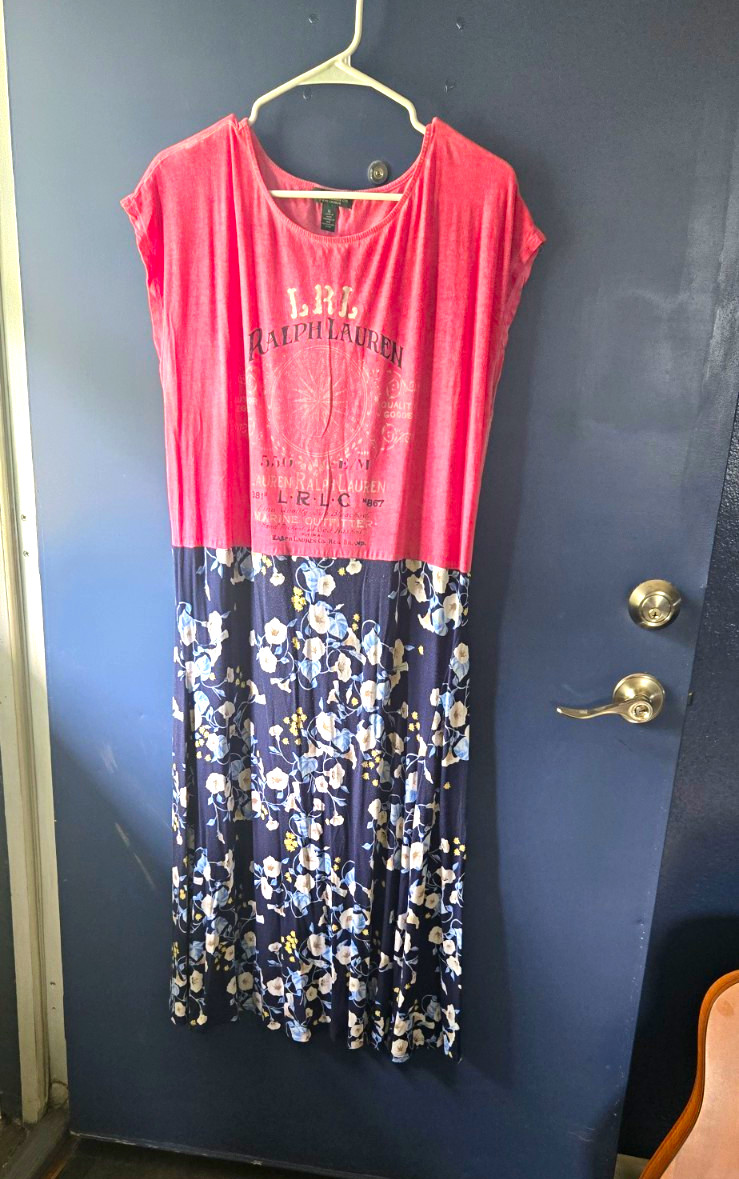 Ralph Lauren Pink/Navy Floral Midi Dress Custom Made. Fits S-L