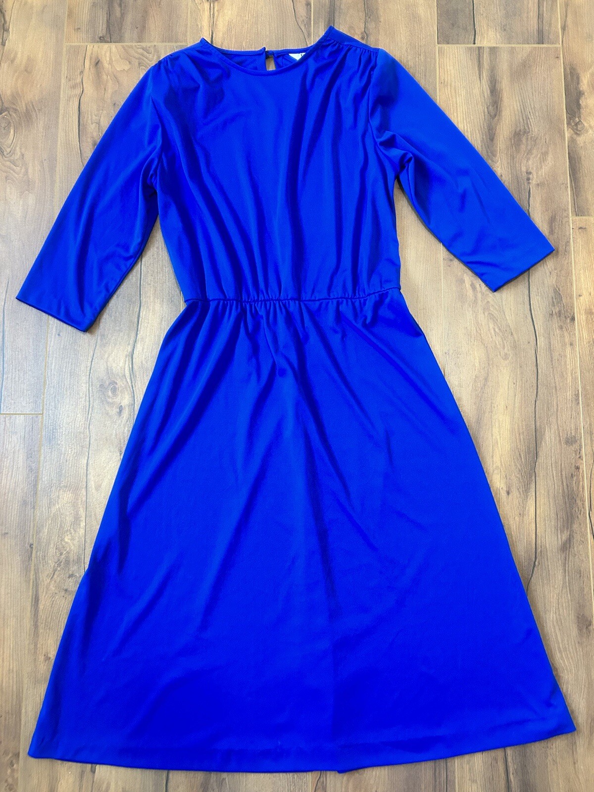 VTG Blair Size 12 Midi Dress Vibrant Bold Blue Classic Elegant Timeless Charming