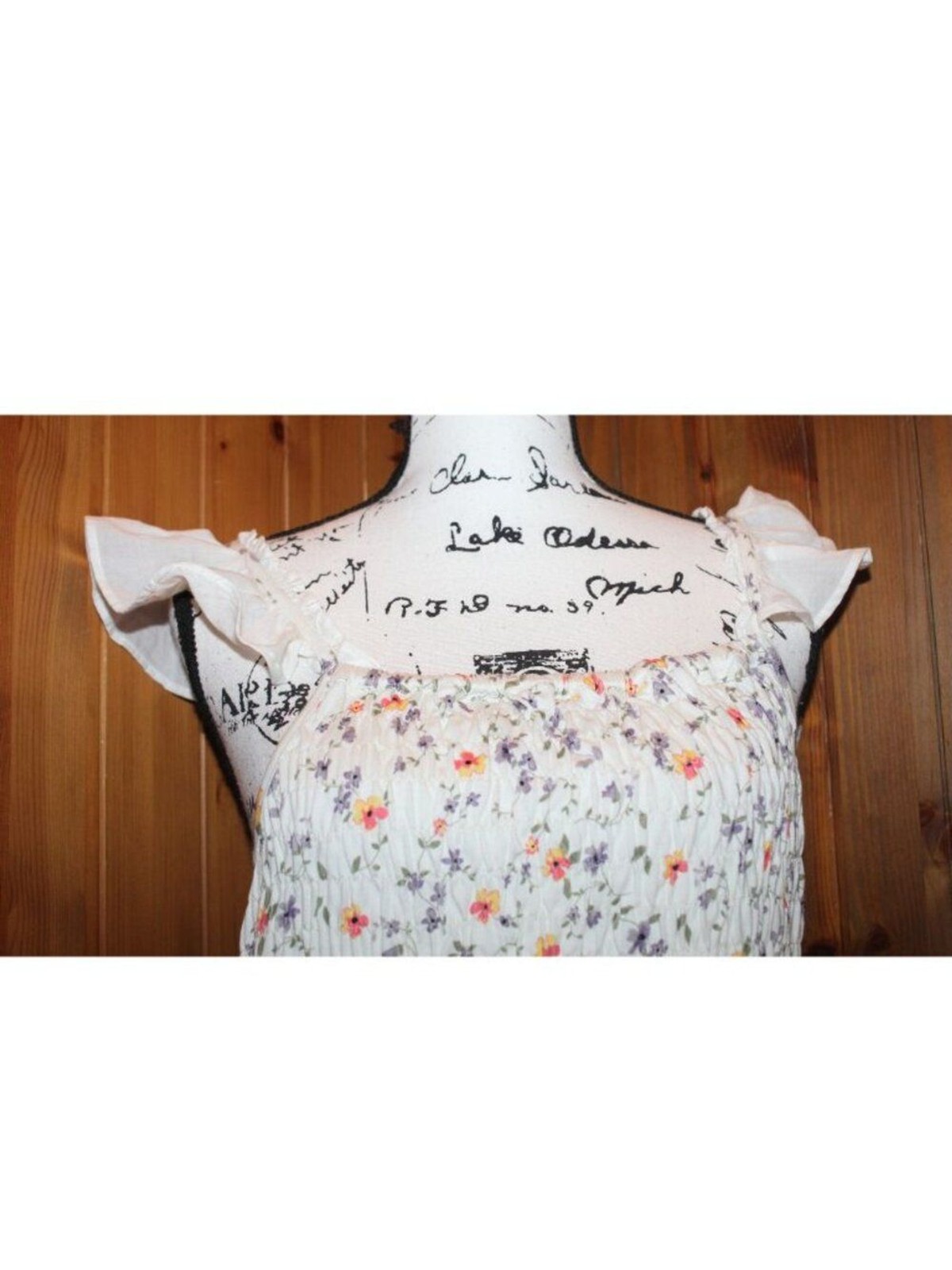 Anthropologie Romantic Fully Smocked Dress Floral Coquette Size M !00% Cotton
