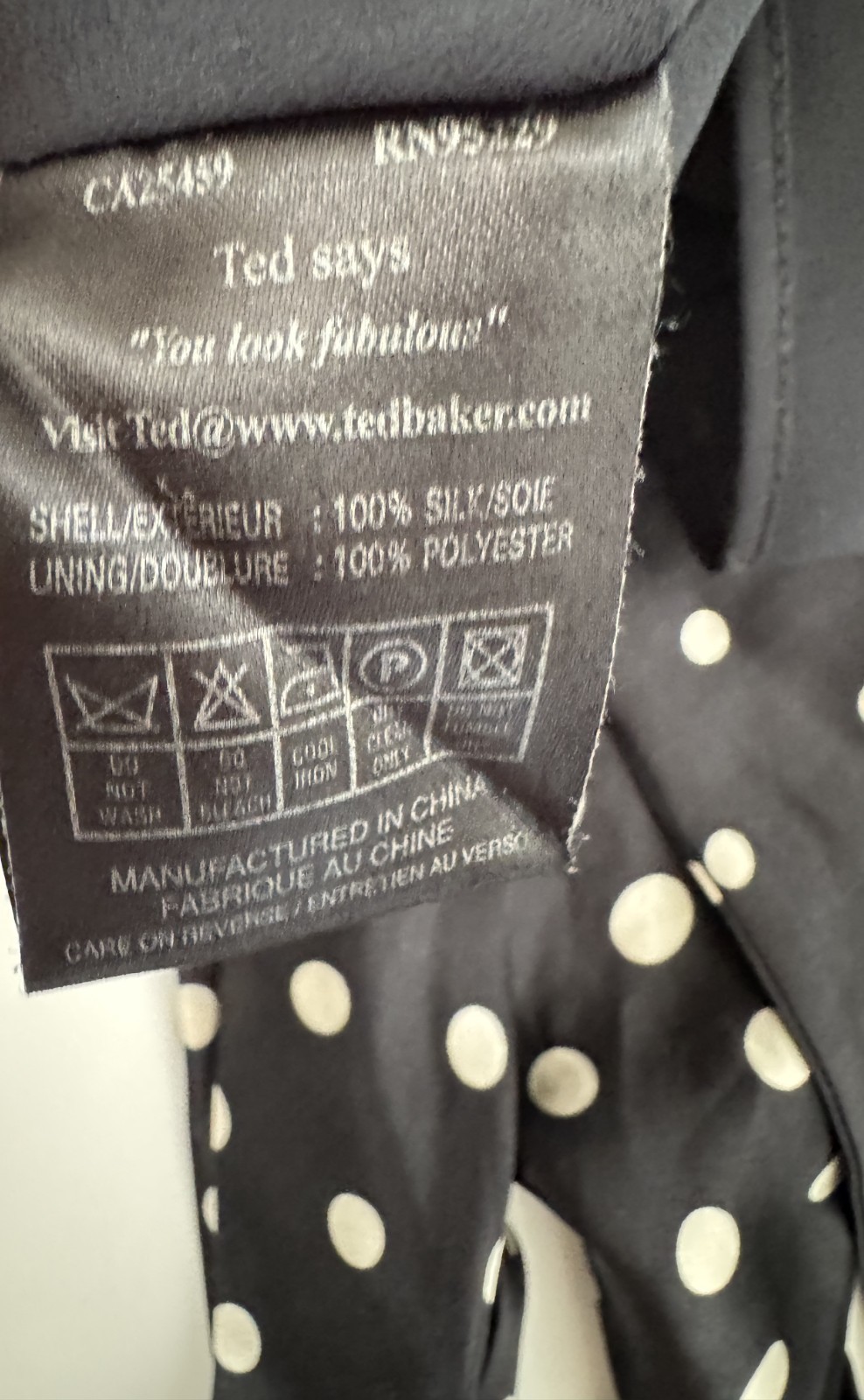 Ted Baker Black Polka Dot Silk Women’s Dress Size Ted 1 US 2/4