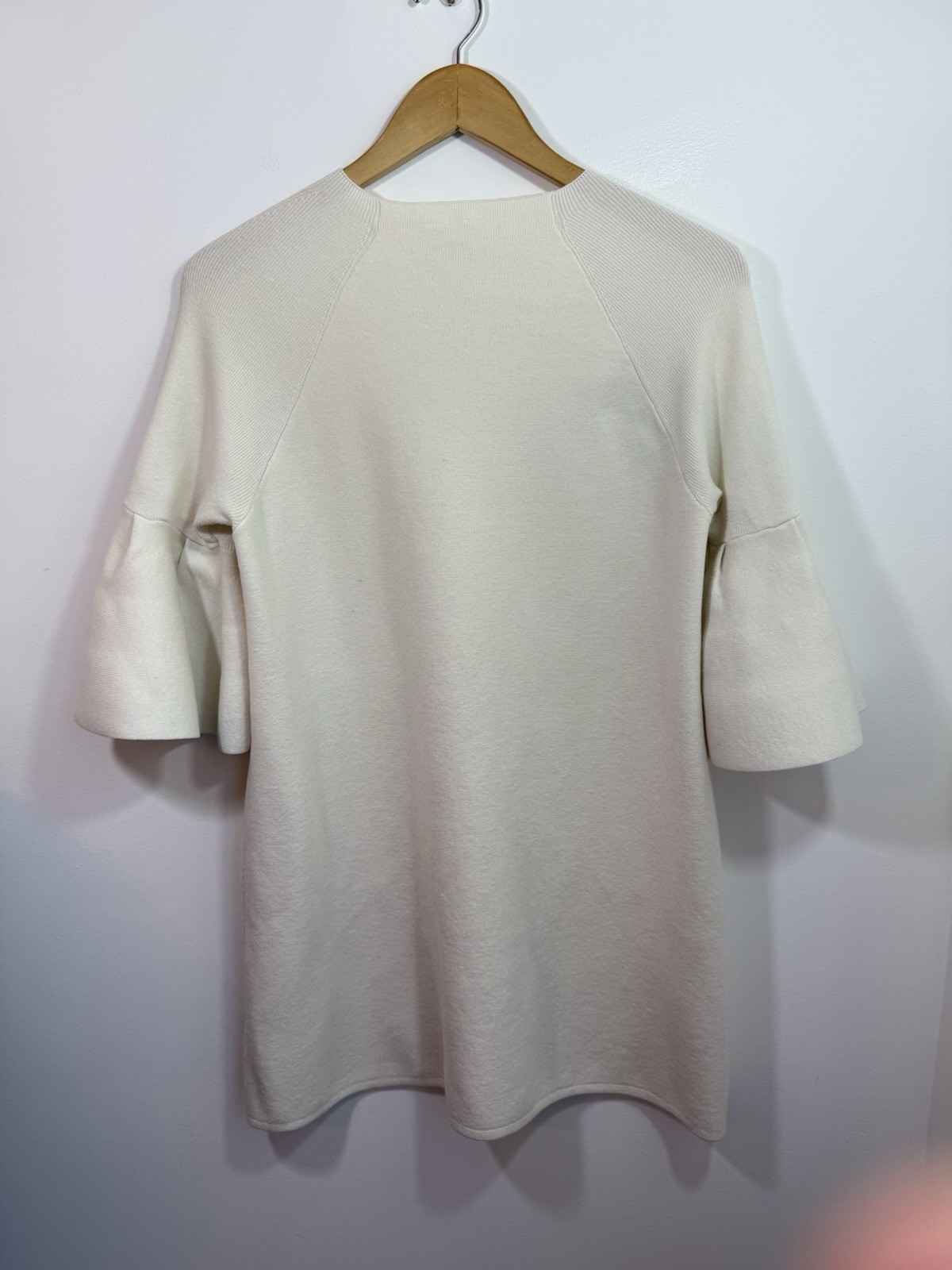 Moth Anthropologie Chester Dress Medium Ivory Off White Sweater Bell Sleeve