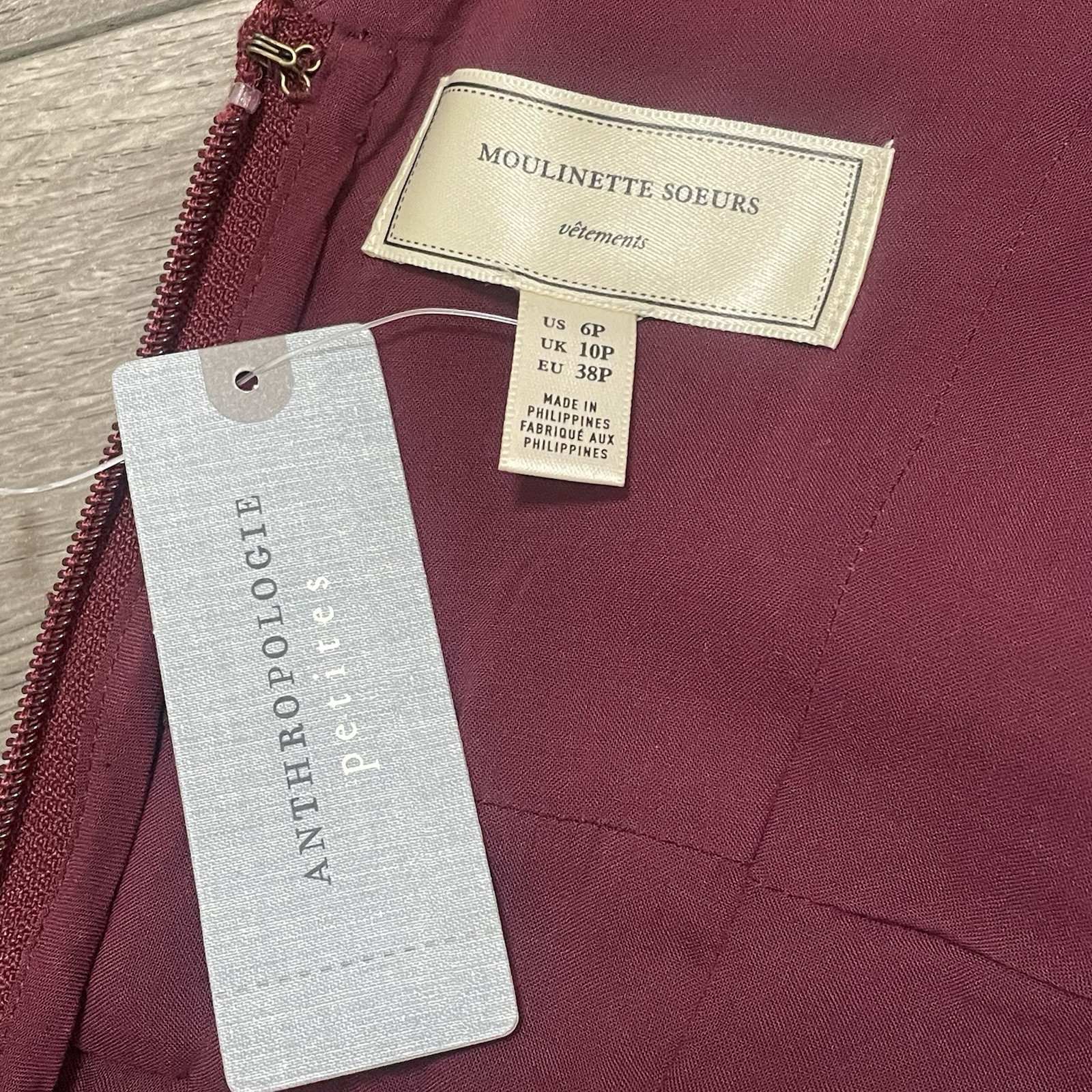 Moulinette Soeurs Ariana Lace Embroidered Sheath Dress Burgundy Pink Sz 6P NWT