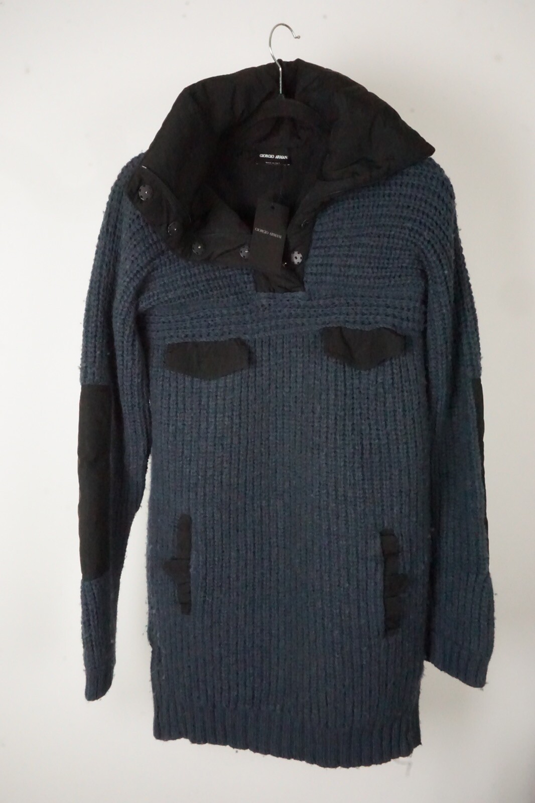 Giorgio Armani Blue Woven Heavy Wool Sweater Dress Sz 2 US 38 BRAND NEW