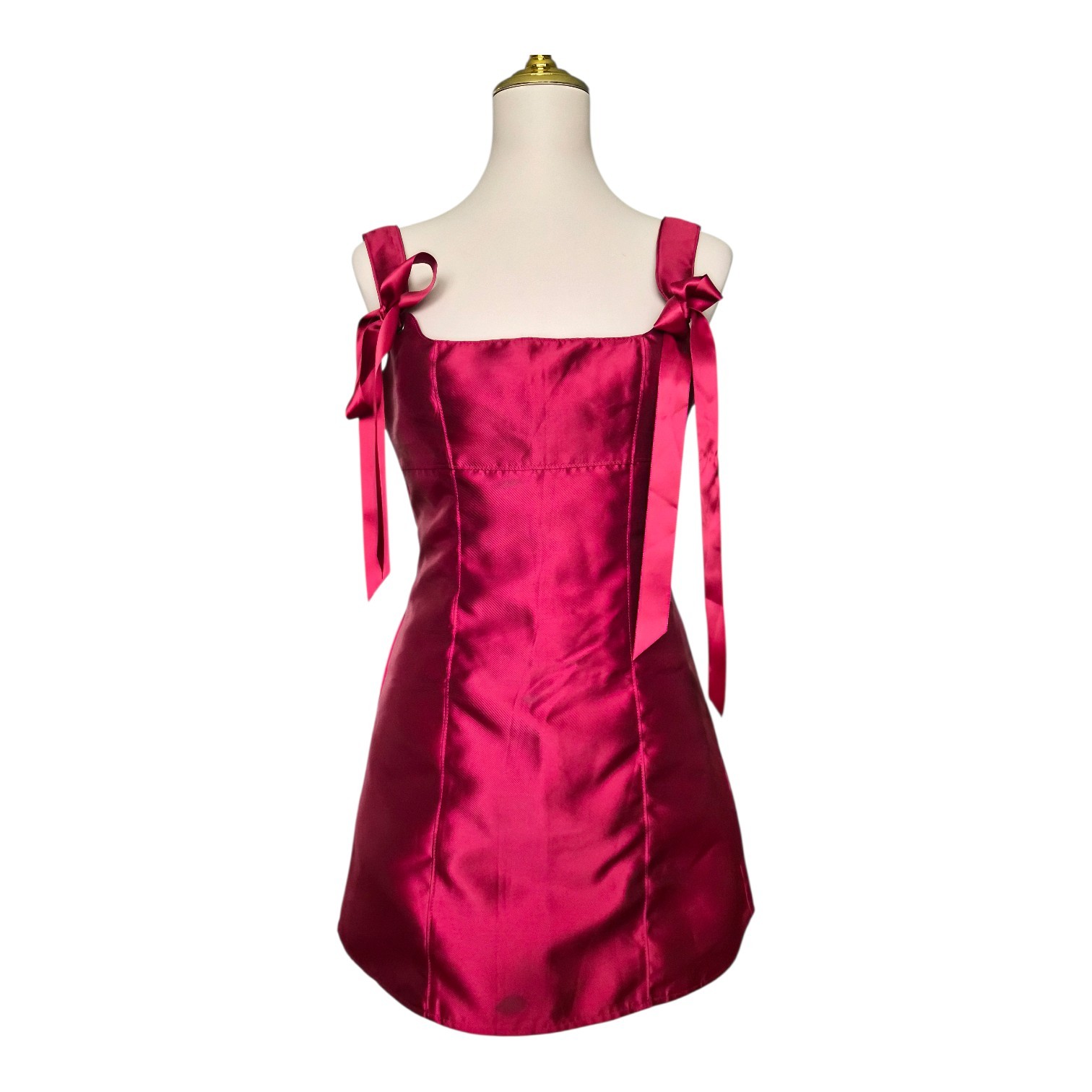 Dolls Kill Current Mood Satin Mini Dress Red Tie Strap Corset Babydoll Size S