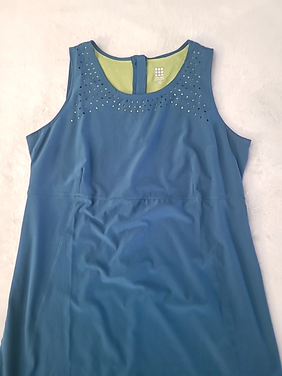 Title Nine Athletic Tank Dress US 10 Blue Stretch Travel Sporty Activewear Zip