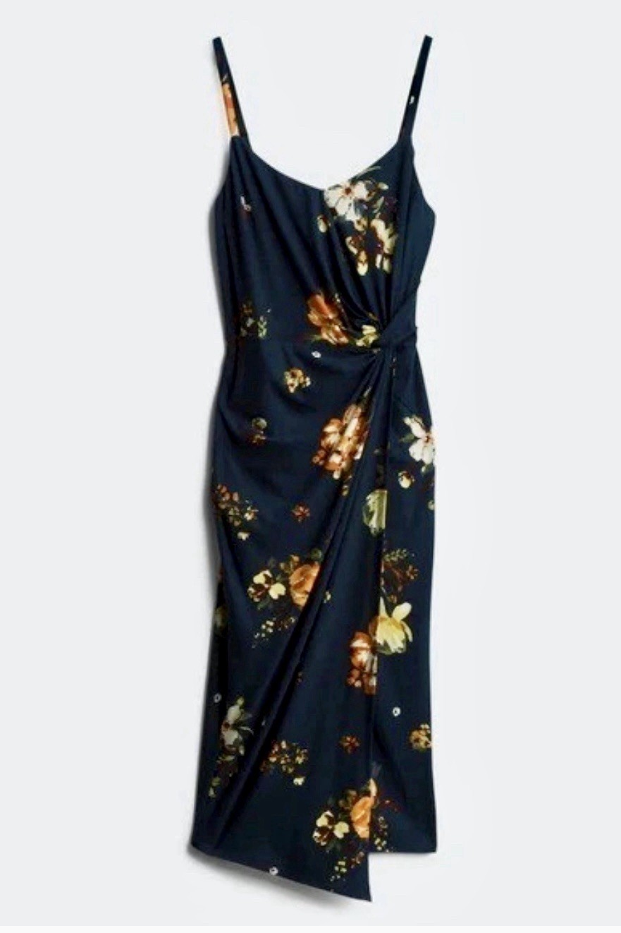 NWT Nine Britton Vivienne Knit Midi Dress, Navy Blue Floral, size XXL, Stitchfix