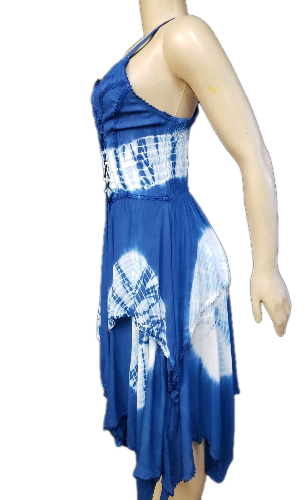 My Choice Corset Handkerchie Hem Size S Blue Tie Dyed Women’s Dress NEW #CB5