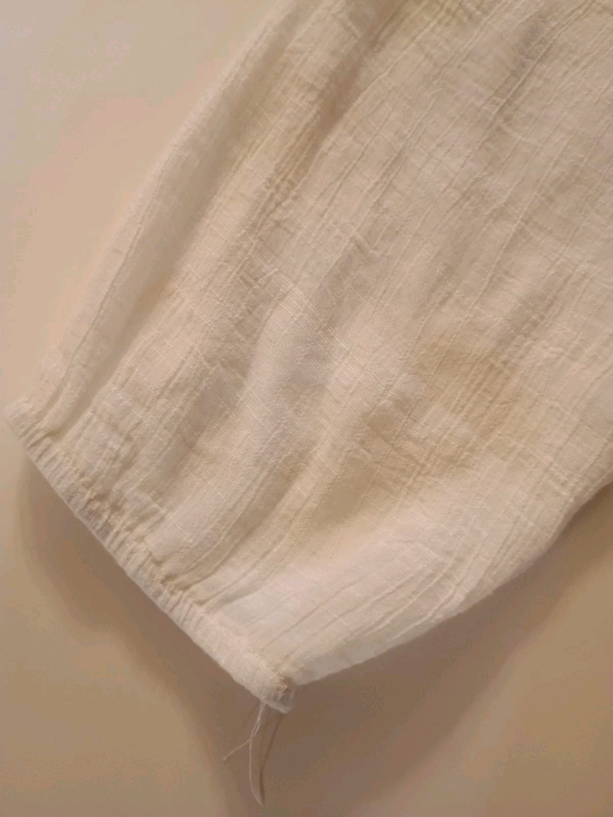 Indigo Rose 3/4 Sleeve Gauze & Lace Knee Length Beaded Tie White Swing Dress M