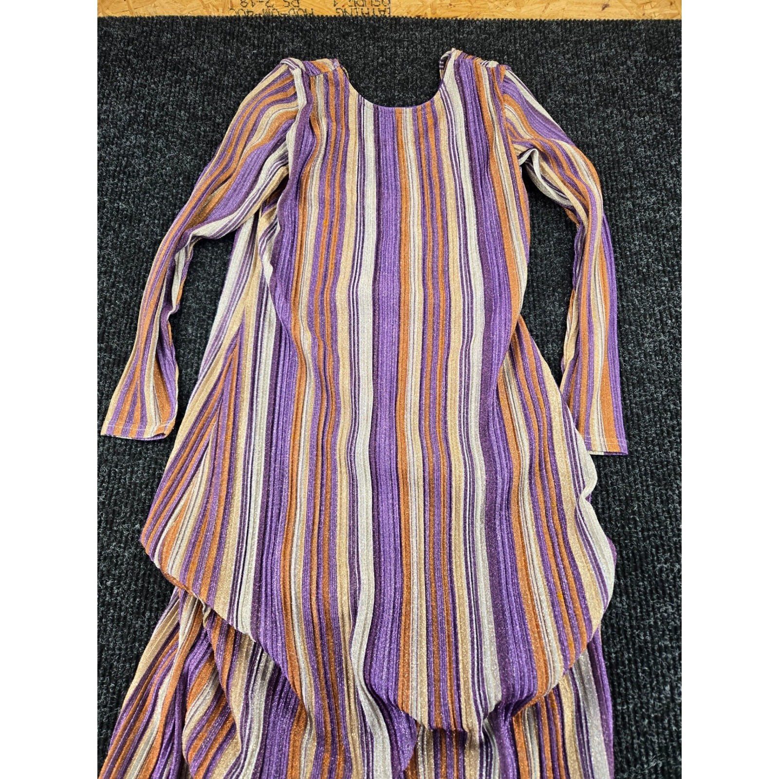 Kendall + Kylie Purple Orange Metallic Striped Pleated Maxi Dress Size 8/10