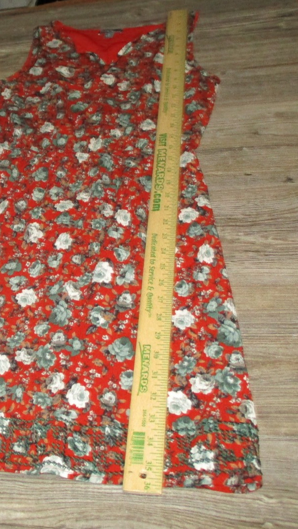Market & Spruce Floral Gauze Red Embroidered Trim V-Neck Sleeveless Dress Size M