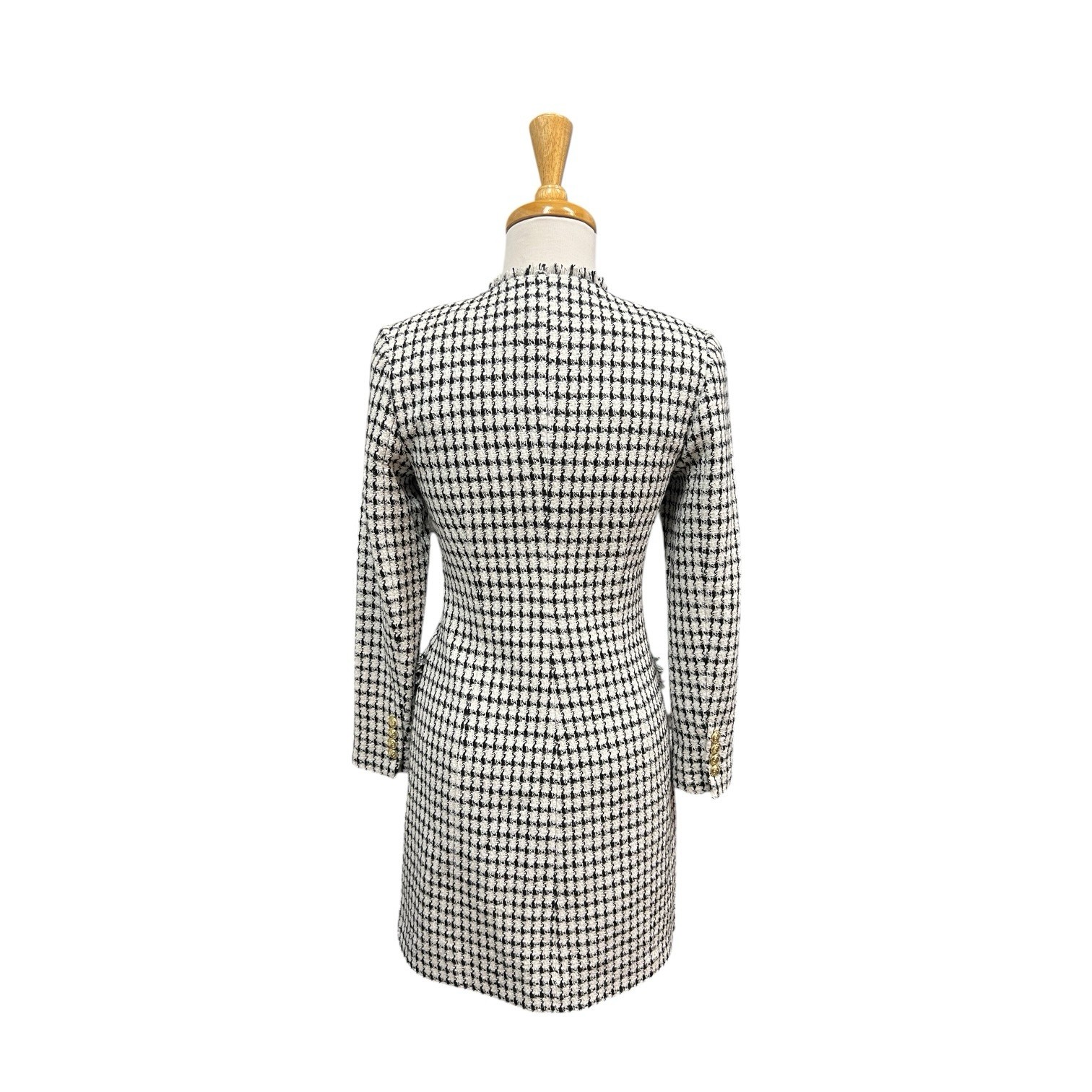 Derek Lam 10 Crosby Checked Boucle Tweed Mini Dress Size 0 Black And White