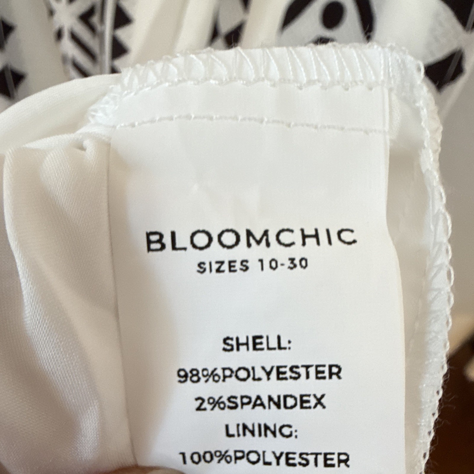 BLOOMCHIC Plus US 18-20 Brown/White Geometric/Aztec V-Neck Flutter A-Line SPU02