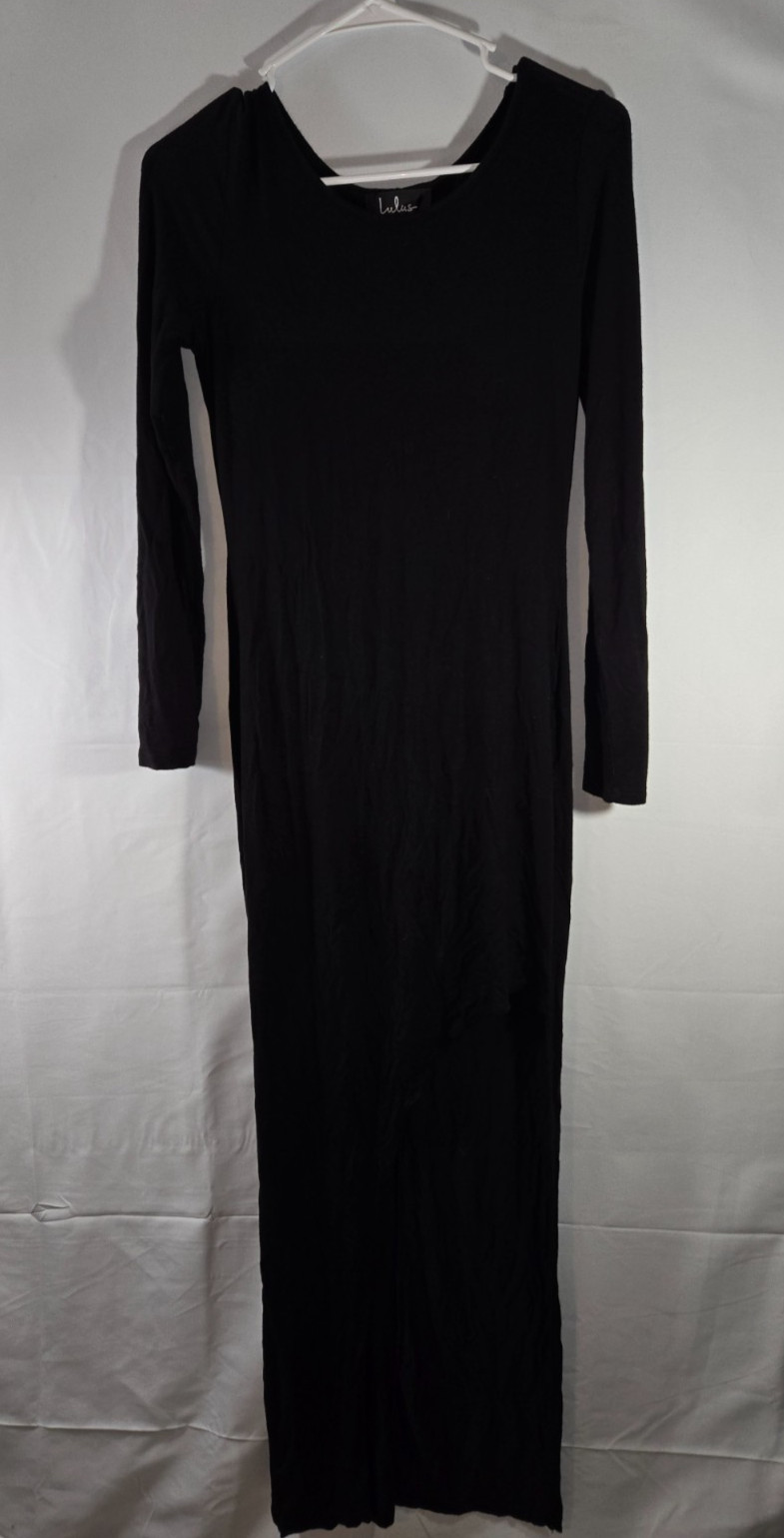 Black Maxi dress thigh high split Small