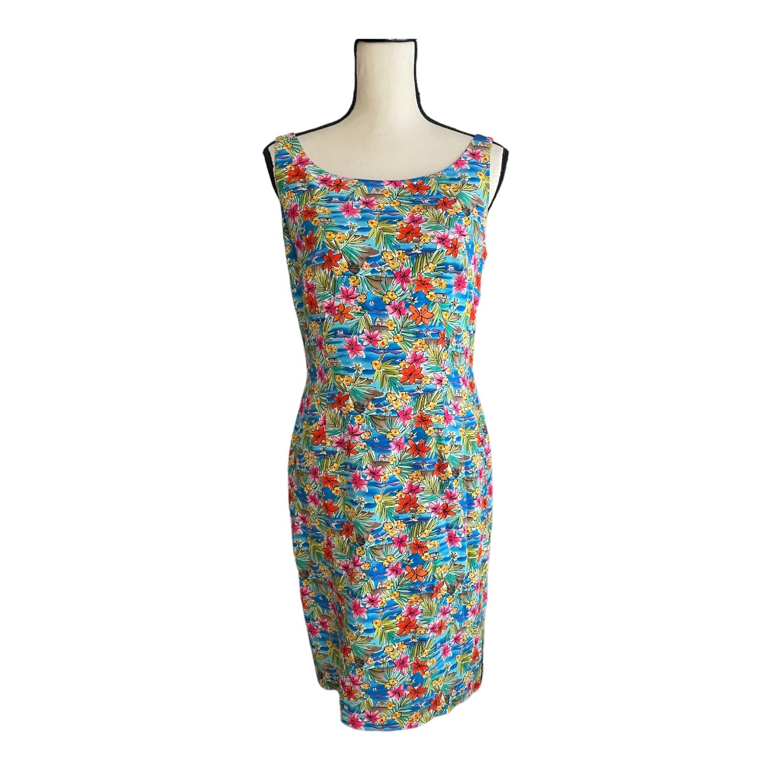 Maggy London Sheath Dress Women’s Size 6 100% Silk Floral Sleeveless