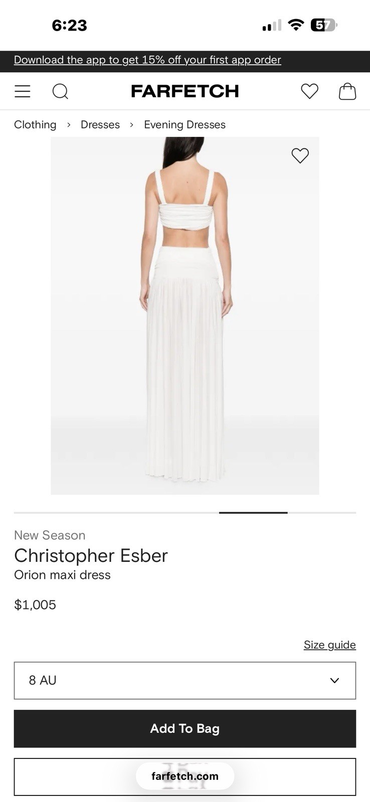 Christopher Esber Orion Maxi Dress White Cut-Out Ruched Sleeveless 8 AU
