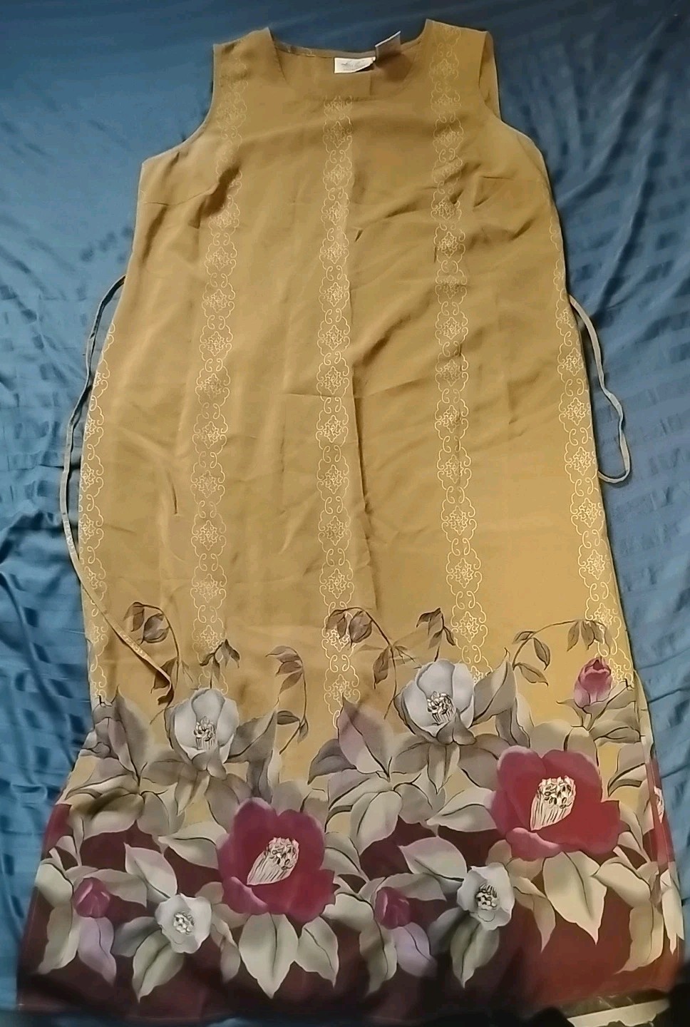 Kathie Lee Womens Maxi Floral Rust Colored Dress Size XL 16/18