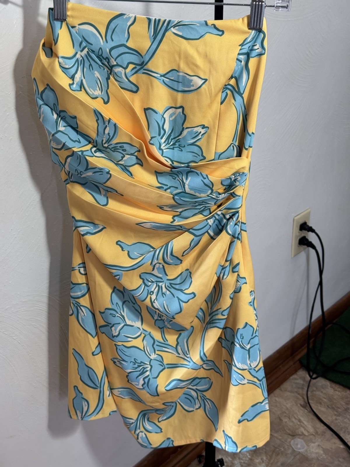 NWT Peppermayo Strapless Yellow Floral Tuscany Mini Dress Us6