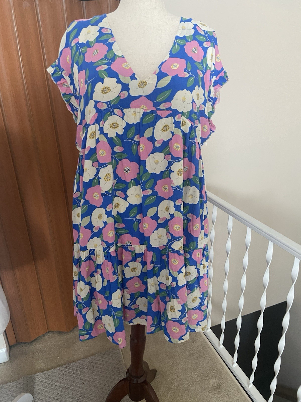 Chic Soul Plus Size 1X Dress Cap Sleeve Loose & Flowy Tiered Babydoll Ruffle
