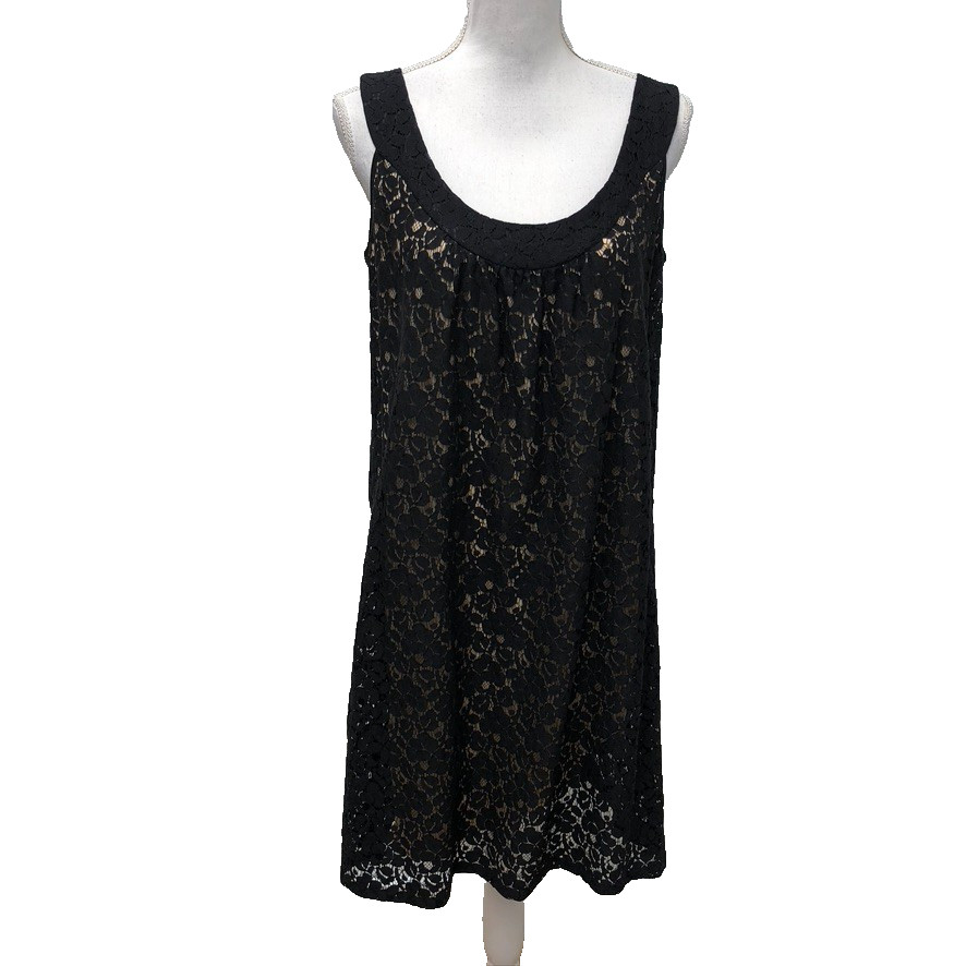 Karen Kane Lace Shift Dress Womens Medium Black Sleeveless LBD Summer Wedding