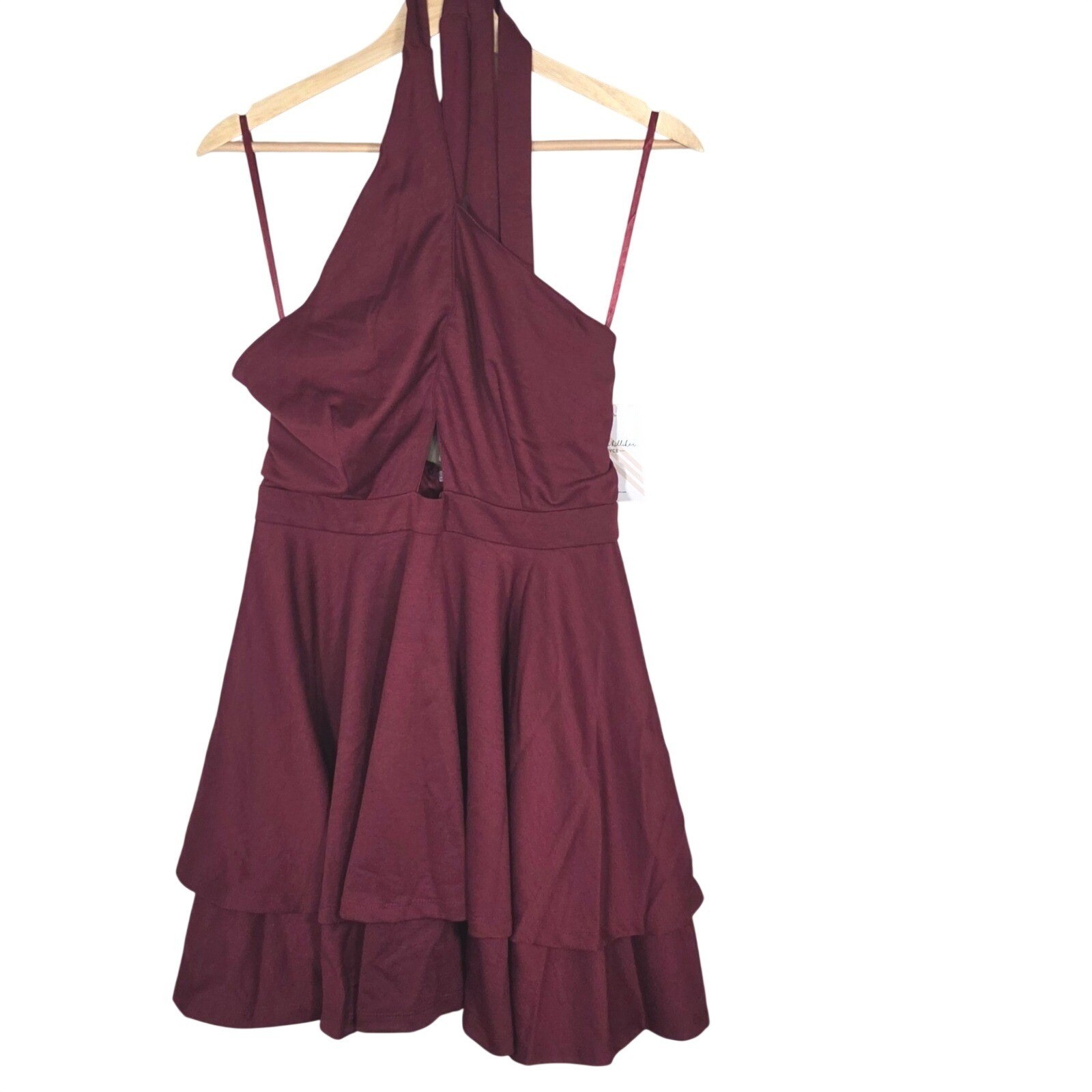 Alyce Paris Burgundy Halter Homecoming Dress Womens M Keyhole NWT