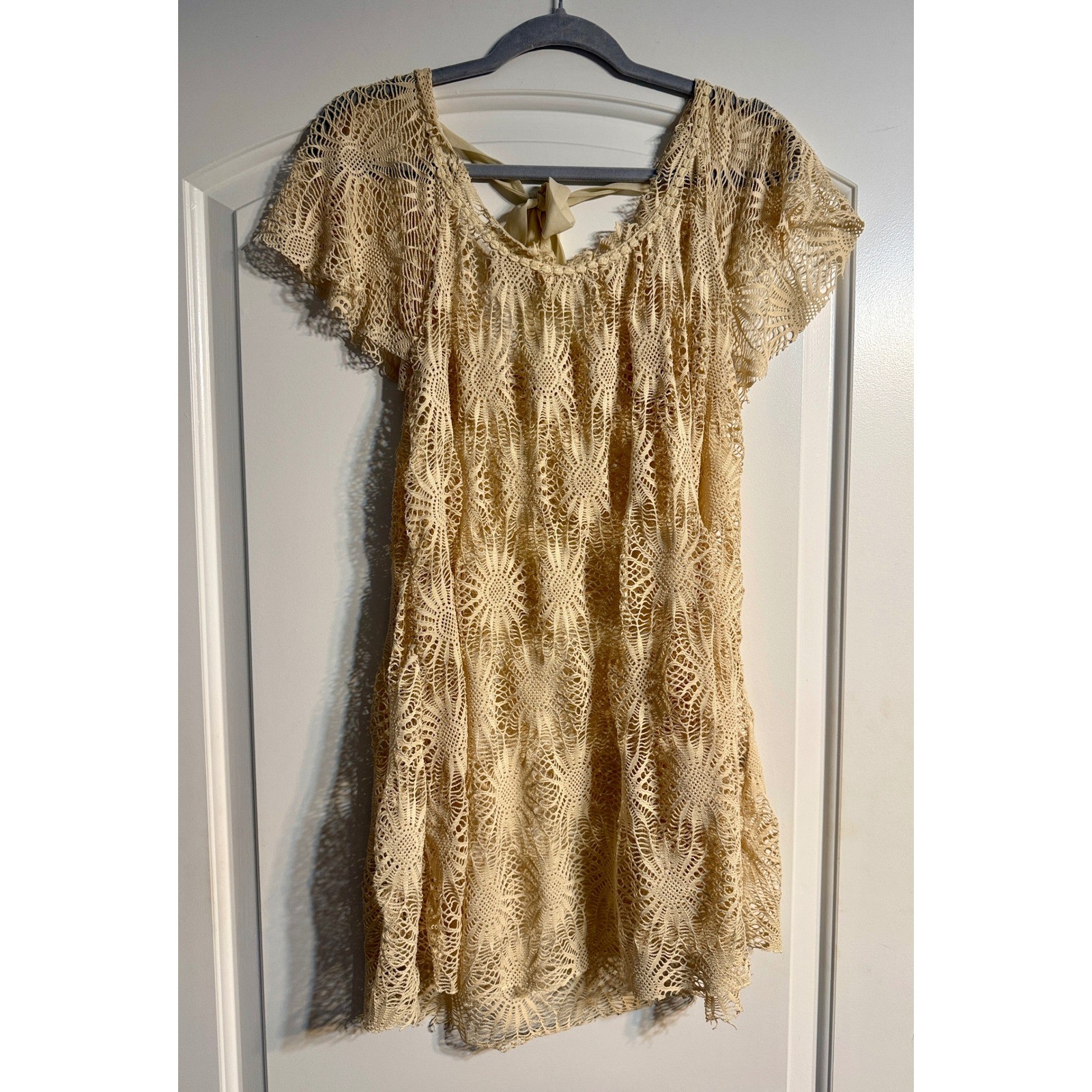 Altar’d State Crochet Lace Mini Dress Small Cream Boho Festival Fairycore Hippie