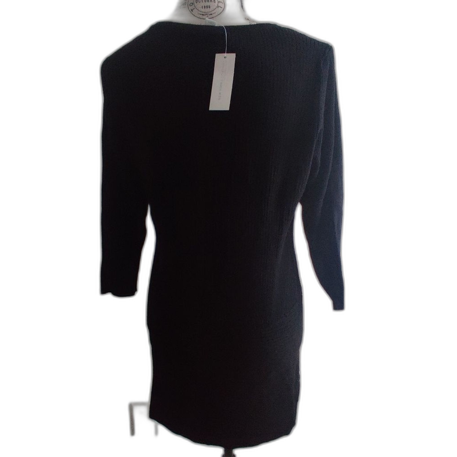 NWT NY&Co Black Warm Cozy Midi Sweater Dress Fall Winter Office Work_Large