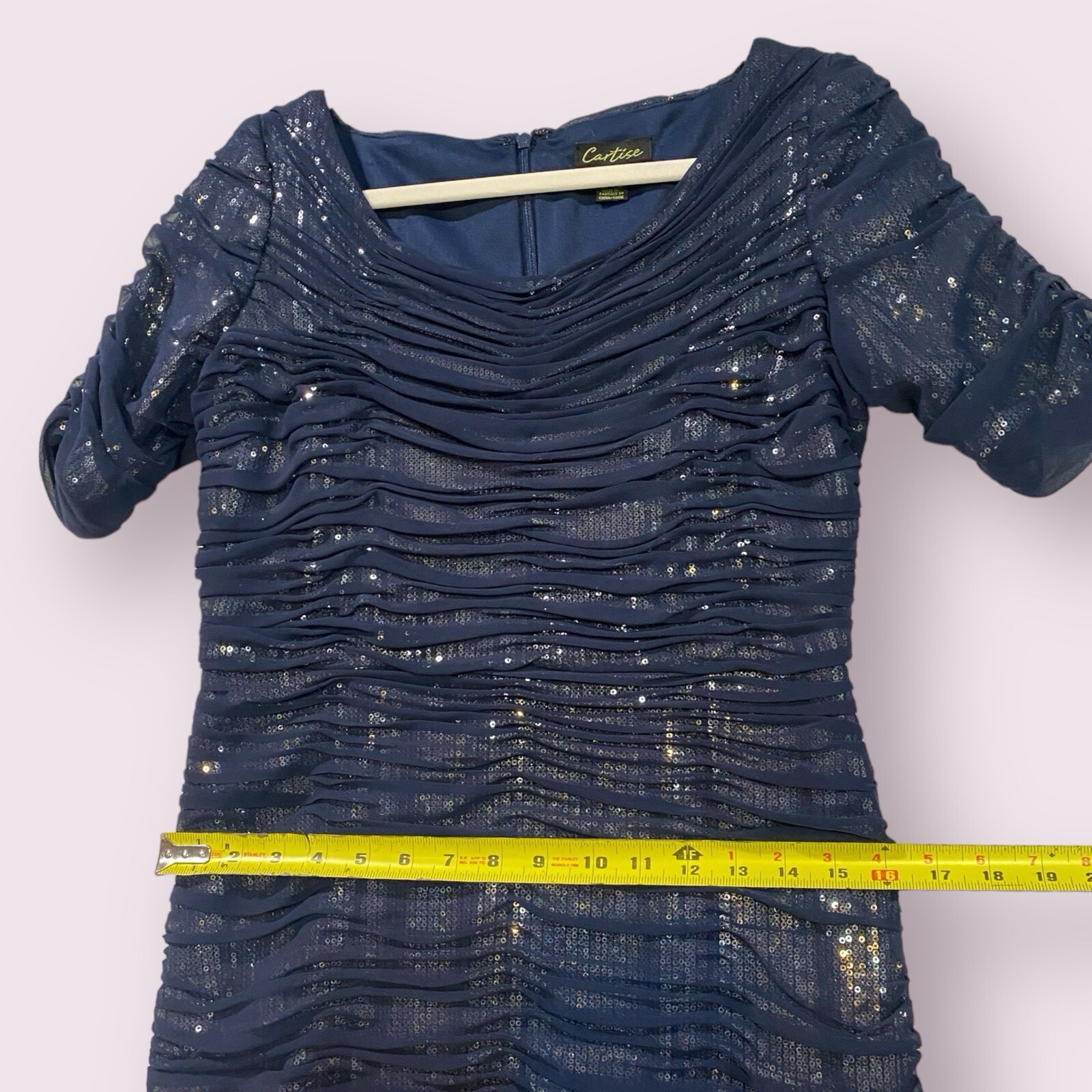 Cartise Womens Ruched Sequin Dress Size 6 Formal Event Holiday Party $250