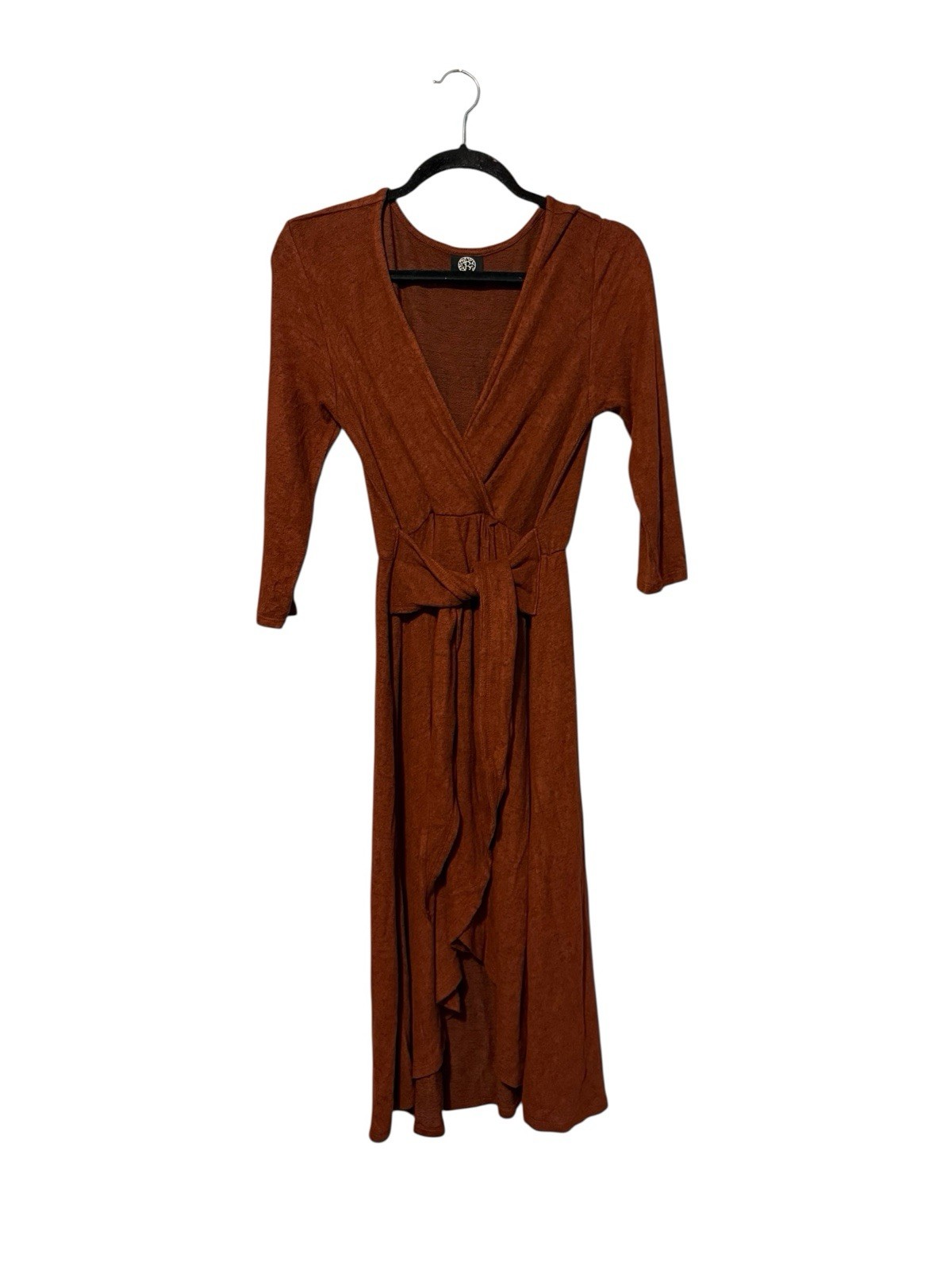 Bobeau Faux Wrap Dress Size S Brown Heather