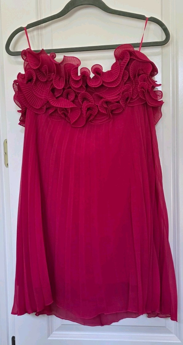 ZARA Raspberry Ruffled Strapless Mini Dress Sz. XL