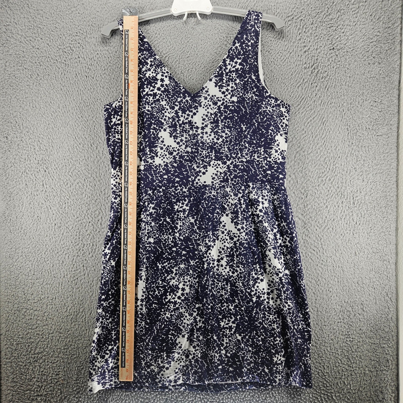 Blu Sage Dress Size 16 Side Zip Floral Print Lined Navy Blue White – 16