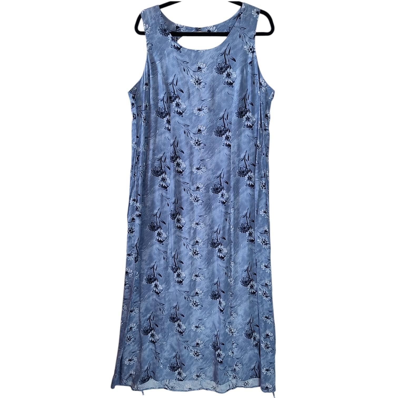 Vintage Lisa Jo Floral Sleeveless Maxi Dress Womens 15/16 Rayon 90s Tie Waist