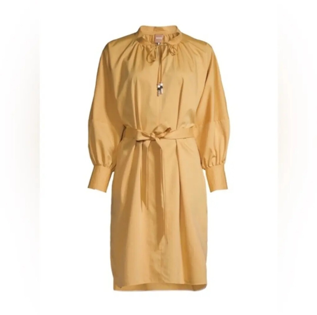 Boss by Hugo Boss Yellow ‘Sand’ Minimalist Tunic Style Dress Belted Size 14