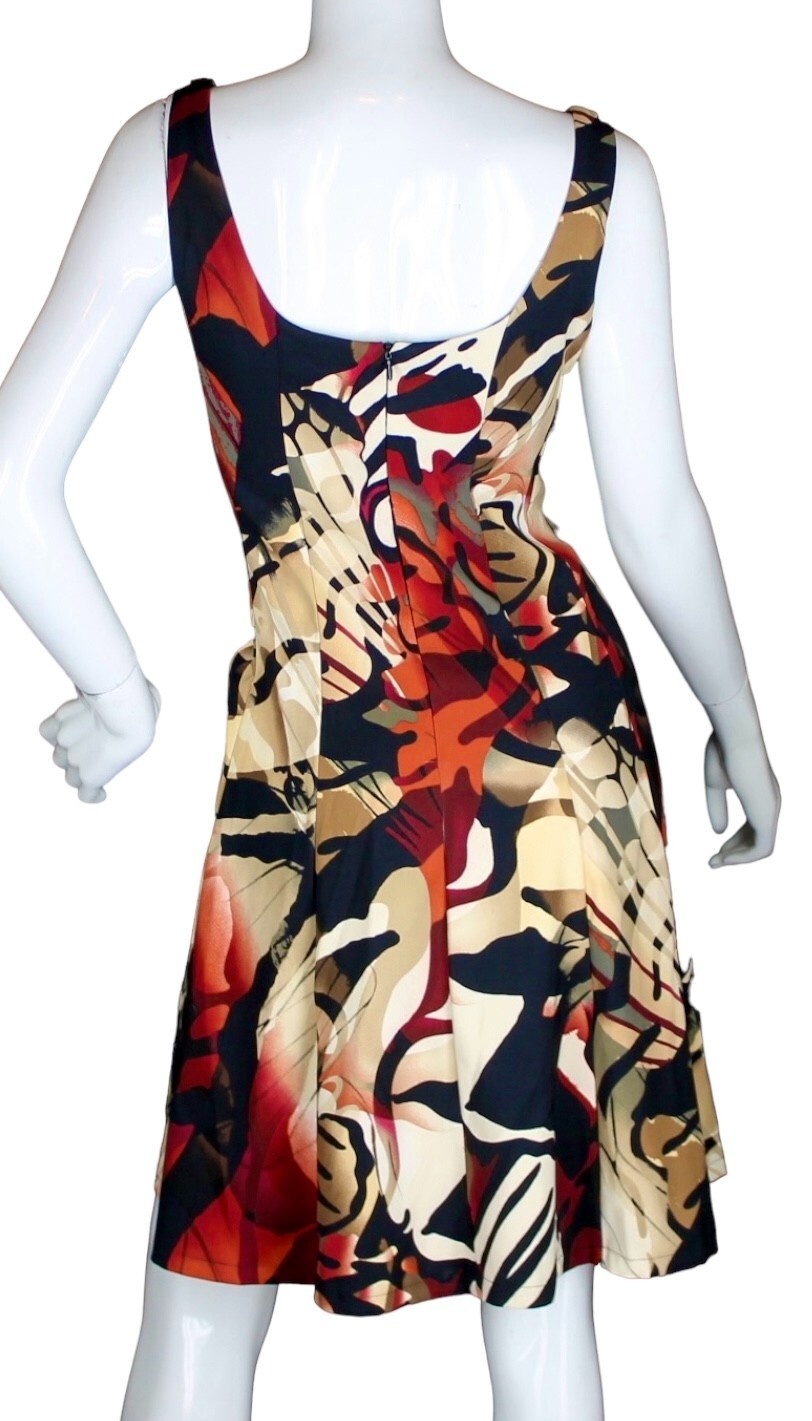 {DRESSBARN} Dress Pattern Multicolor Flare Polyester Blend Dressy Summer ~P-12