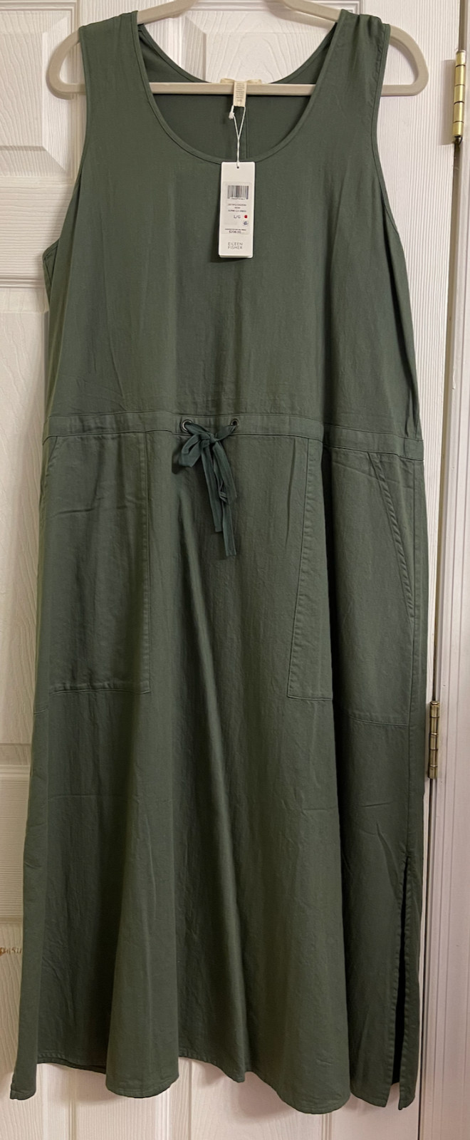 NWT $208 Eileen Fisher Nori Soft Organic Cotton Twill Scoop Neck Dress Large