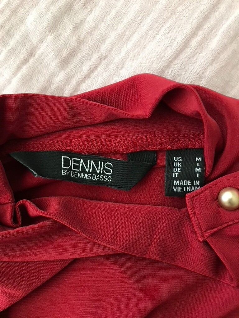 Dennis Basso Regular Italia Knit Mock Neck Dress – Red (Sz M) a628179
