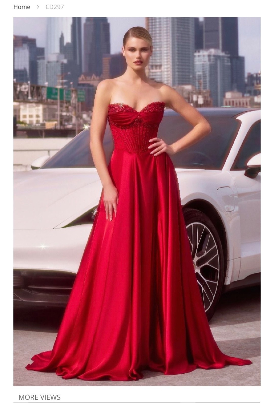 CD297 Strapless sweetheart neckline, removable off-the-shoulder straps, beaded